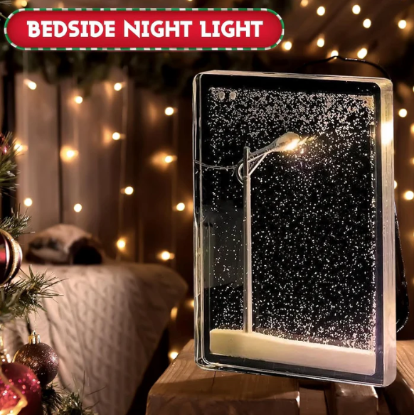Snow Tales Lamp, Snowy Night Street Lamp Christmas Snow Scene Light DIY Materials, Snow Globe Night Light